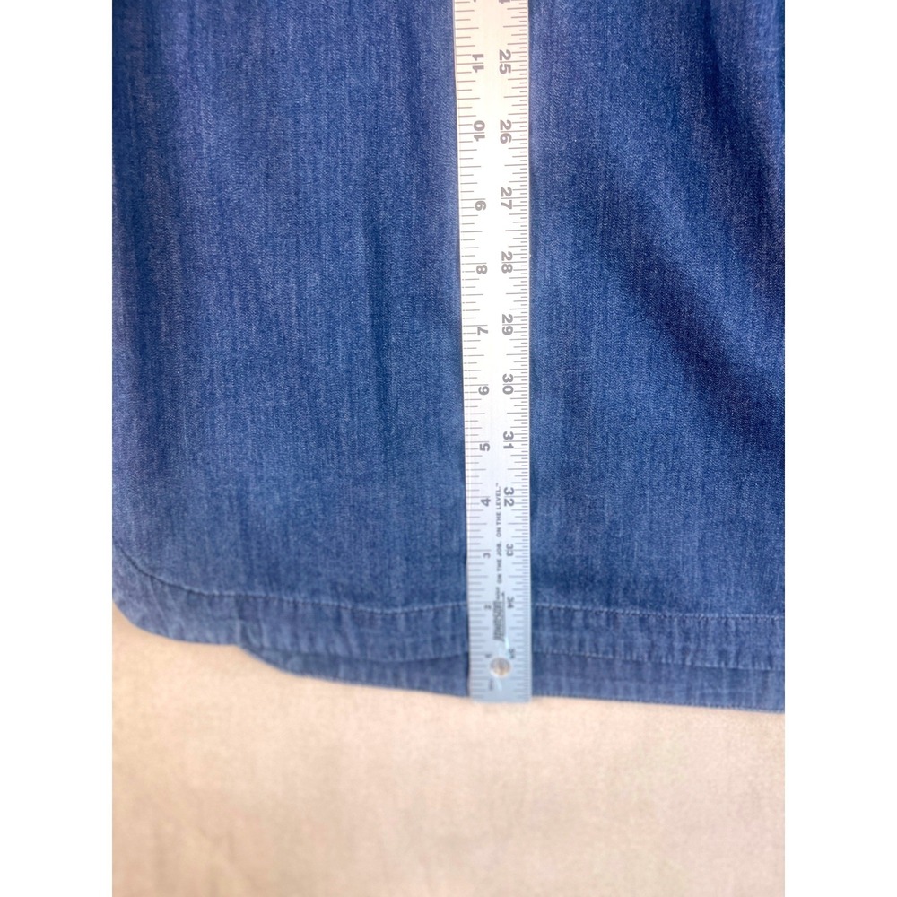 Old Navy Womens Blue Denim Long Sleeve Button Up Shirt Dress Large L Pockets - Picture 4 of 5